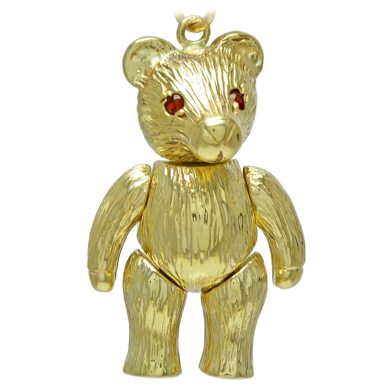 Teddy Bear Ruby Gold Charm