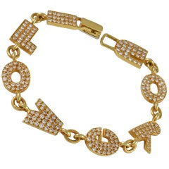 Vintage "I Love You" Diamond Gold Bracelet