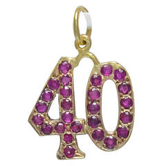 Ruby and Gold Antique "40" Charm 8