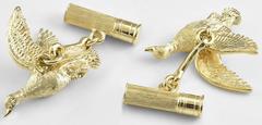Antique Duck and Shotgun Shell Gold Cufflinks
