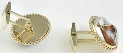 Large Reverse Crystal  Gold Horse Cufflinks