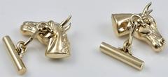 Antique Horse Head Gold Cuflinks