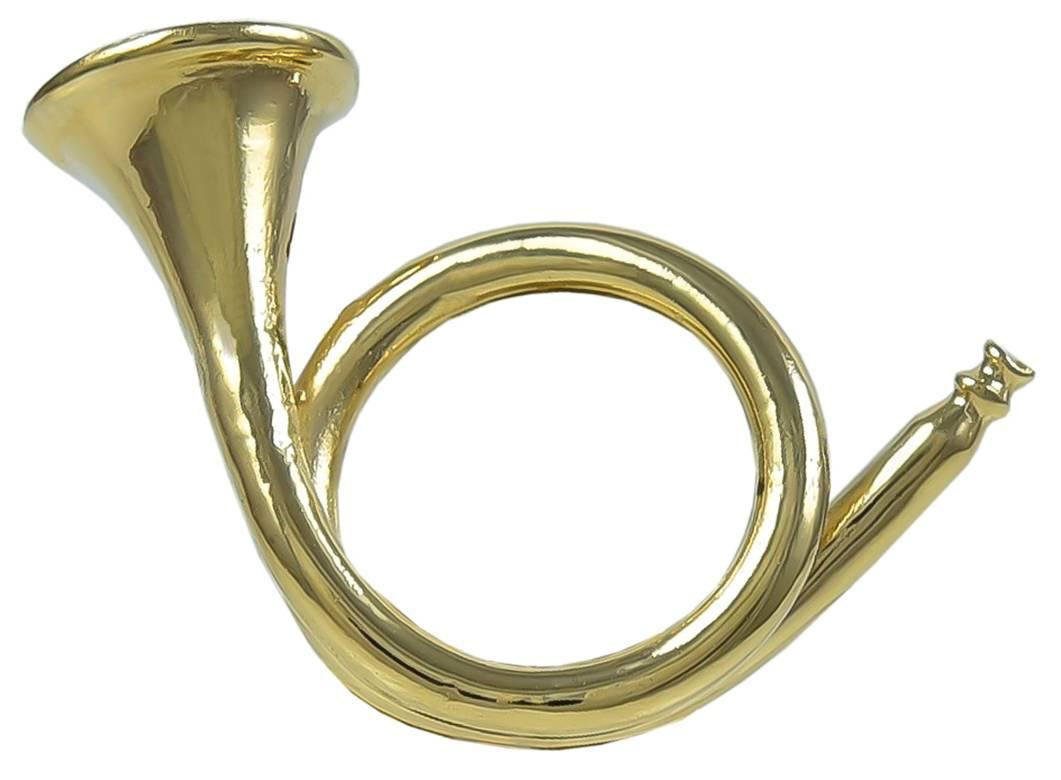 French Horn tie pin.  14K yellow gold.  1