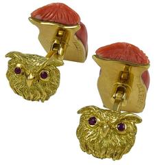 Zannetti Fantastic Coral Gold Owl Cufflinks