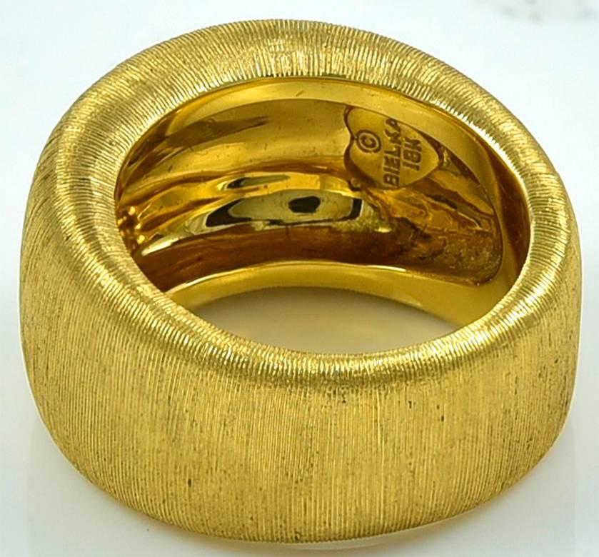 Bielka Beautiful Wide Gold Band Ring In Excellent Condition In New York, NY