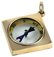 Antique Gold Compass Charm Pendant
