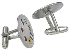Tiffany & Co. Enamel Sterling Silver Nautical Cuff Links