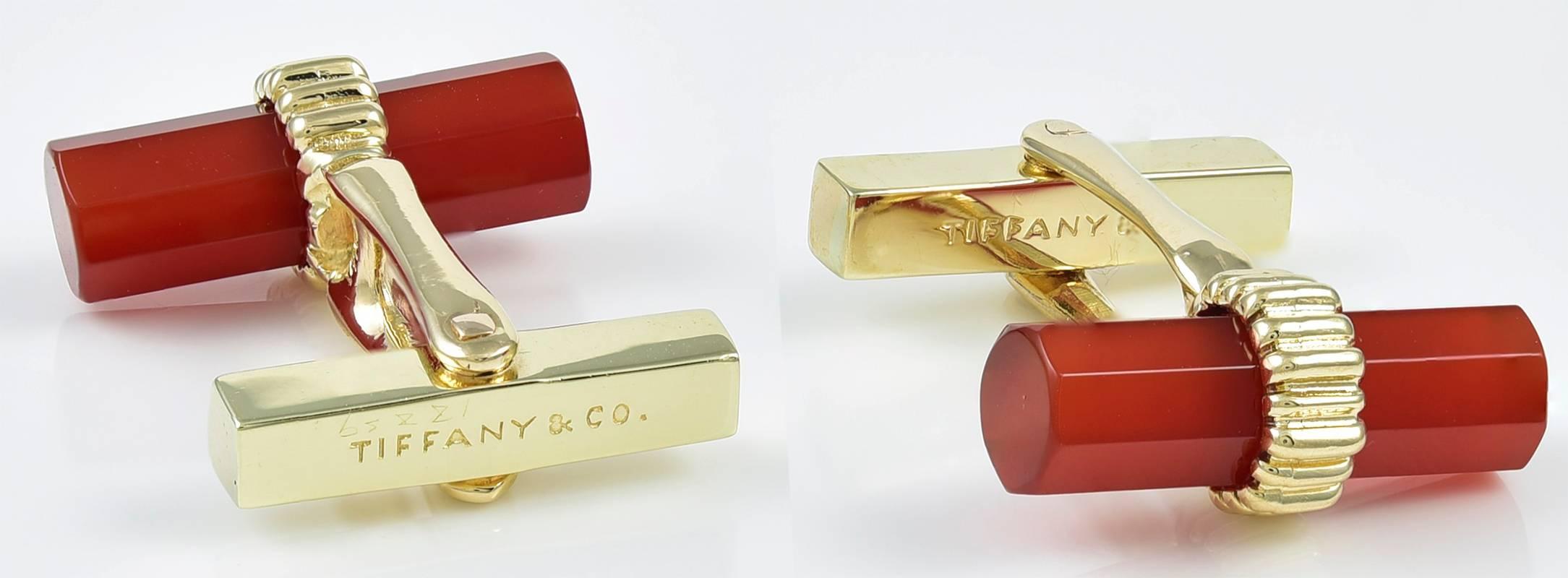 Tiffany & Co. Gold and Carnelian Cufflinks In Excellent Condition In New York, NY