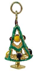 Christmas Tree Gold and Enamel Charm