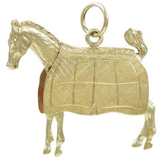 Gold Horse In A Blanket Charm