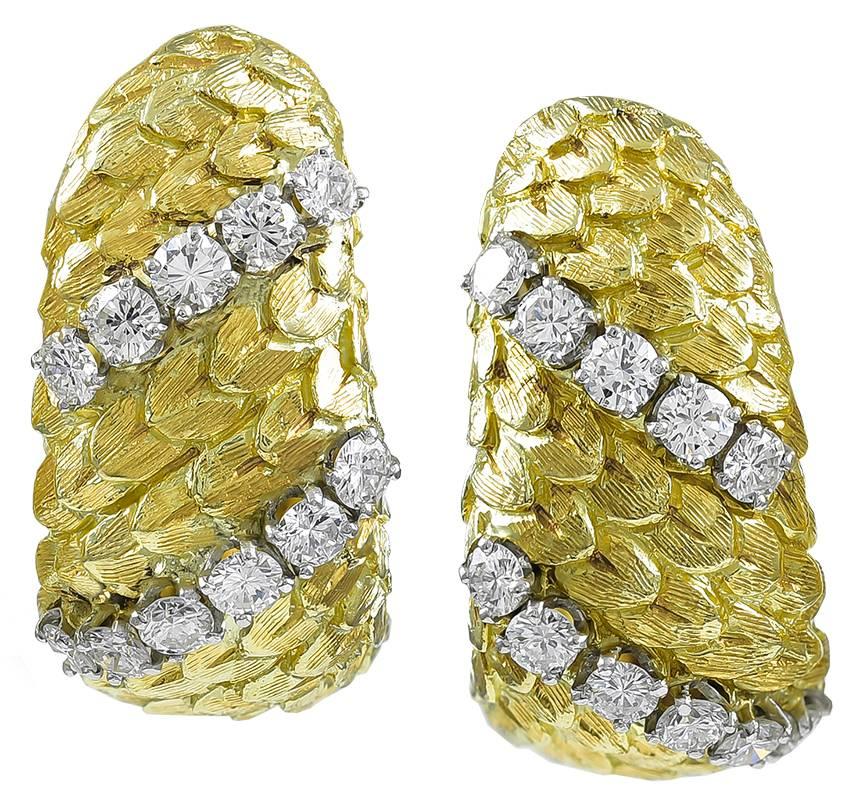 Fabulous David Webb Diamond Gold Earrings