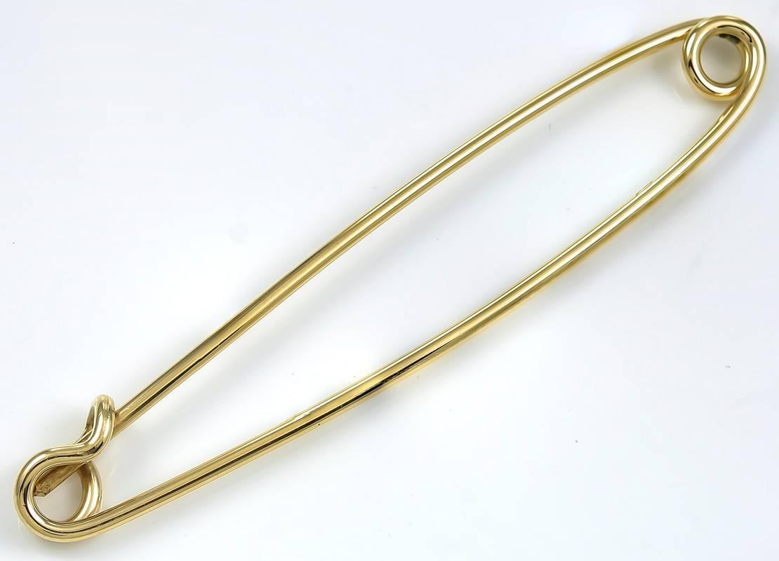  Figural 14K yellow gold safety pin.  3 3/4