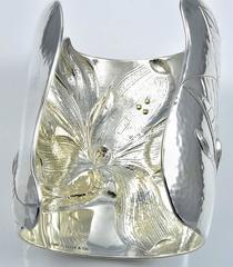 Tiffany & Co. Fabulous Rare Sterling Gold Magnolia Cuff Bracelet