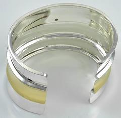 Sculptural Cartier Sterling Silver and Gold Cuff