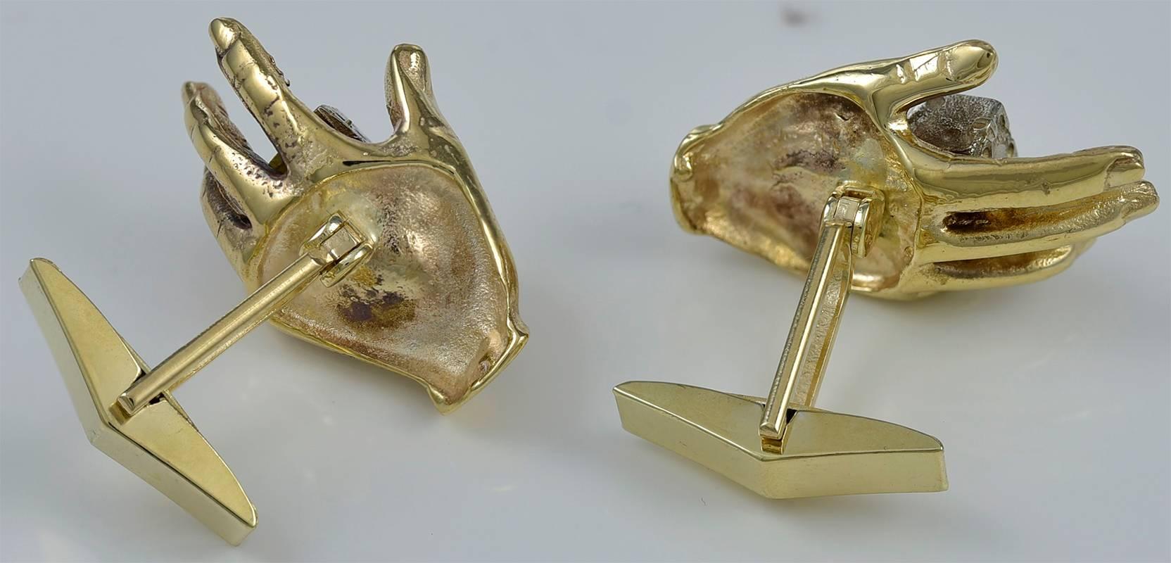 Gold Gambling Cufflinks In Excellent Condition In New York, NY