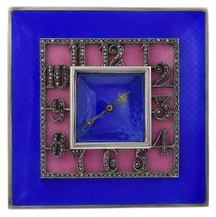 Brilliant Art Deco Sterling and Enamel Clock 5