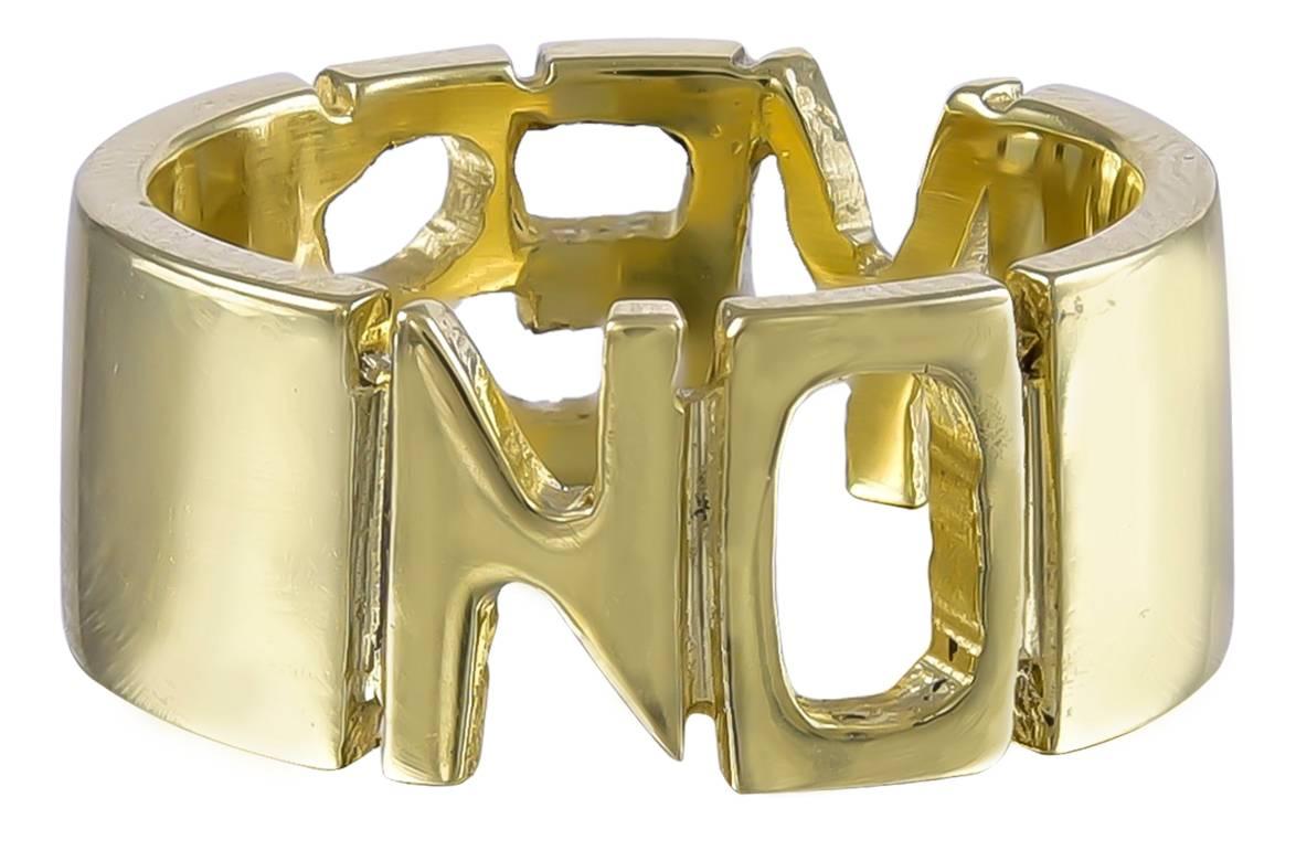 Yes-No Gold Mood Ring In Excellent Condition For Sale In New York, NY
