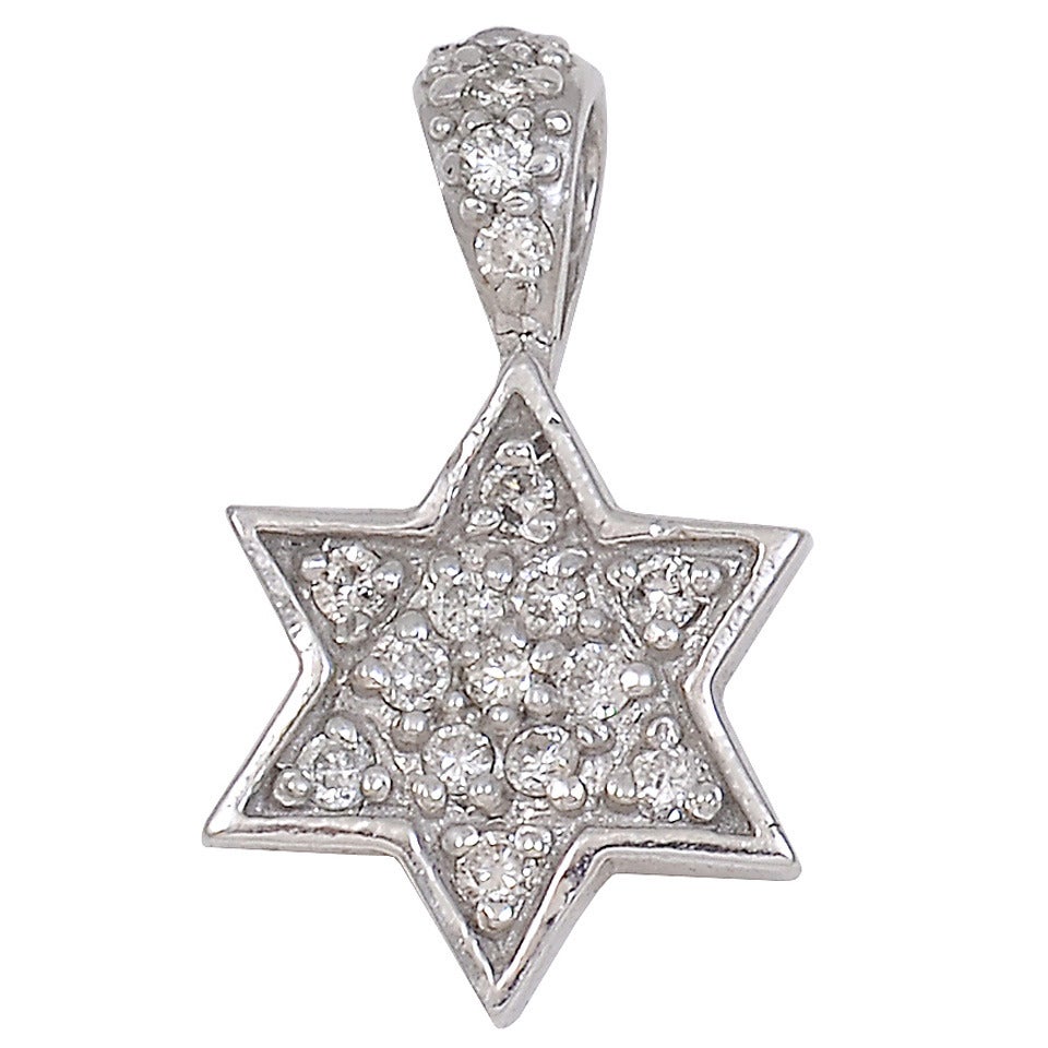 Star of David Diamond White Gold Pendant