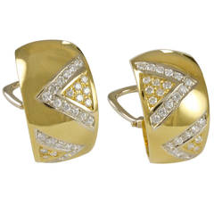 Cartier Diamond Gold Double V Motif Earclips 1