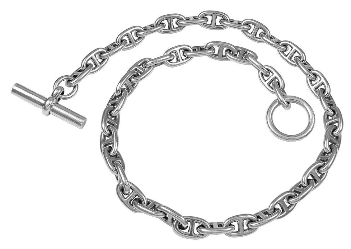 Iconic link necklace.  Made and signed by HERMES PARIS.  Sterling silver.  16 1/2" long, with toggle closure.

Alice Kwartler has sold the finest antique gold and diamond jewelry and silver for over forty years.