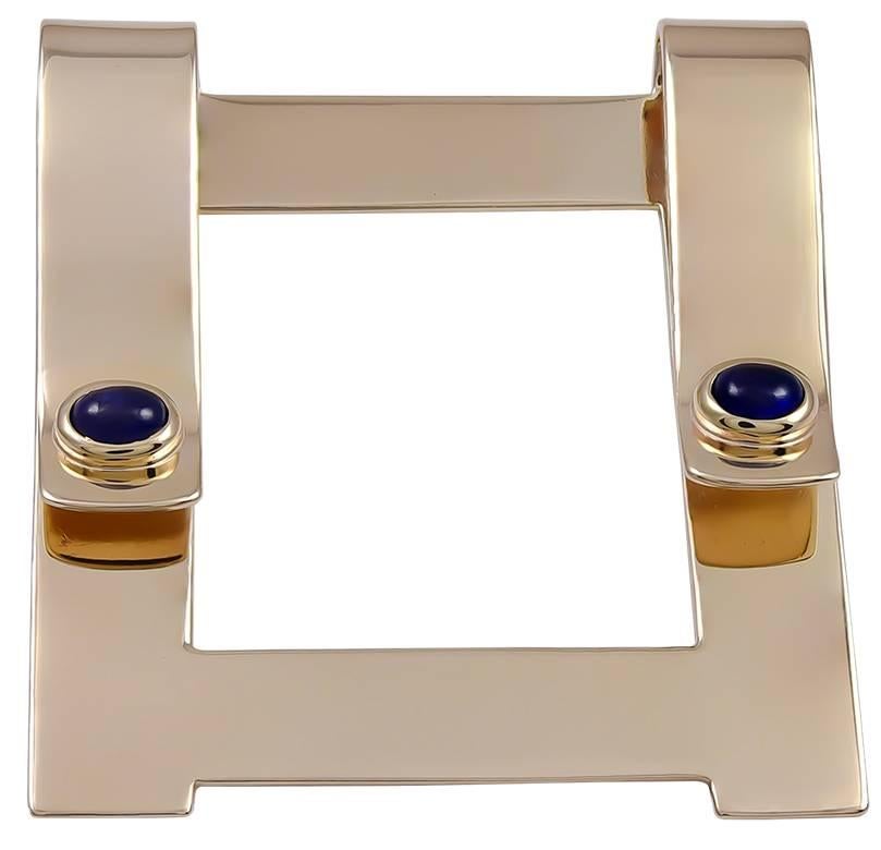 Very bold and handsome money clip.  Made and signed by CARTIER.  14K yellow gold, set with two cabochon sapphires.  1 3/4" x 2."

Alice Kwartler has sold the finest antique gold and diamond jewelry and silver for over forty years.