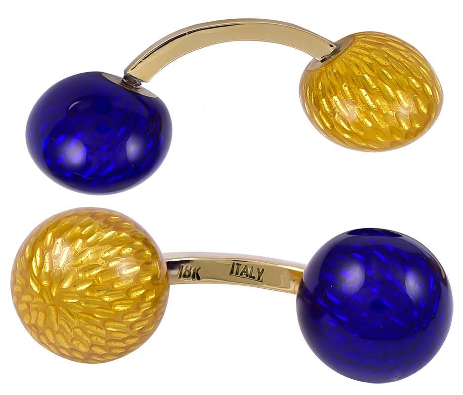 Tiffany & Co. Gold and Enamel Cufflinks In Excellent Condition In New York, NY