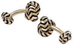 Tiffany & Co. Gold and Enamel Knot Cufflinks
