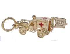 Gold and Enamel Ambulance Charm
