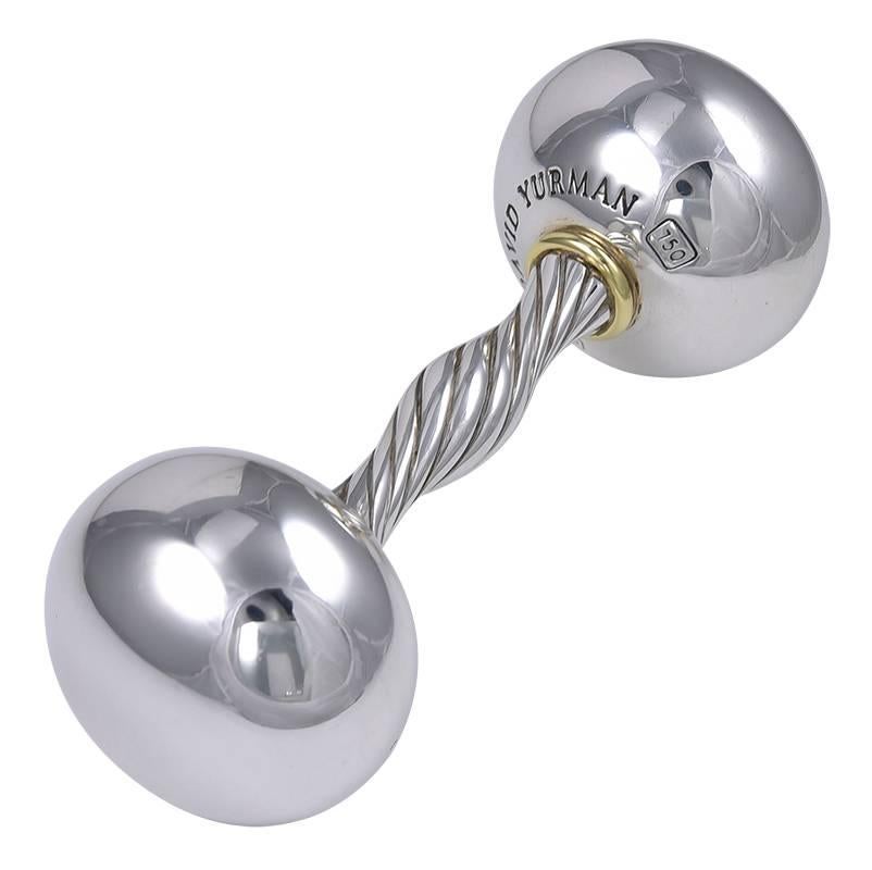 David Yurman Sterling Silver and Gold Baby Rattle