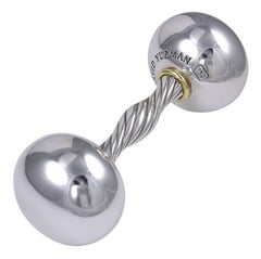 Retro David Yurman Sterling Silver and Gold Baby Rattle