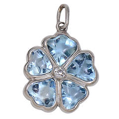 Edwardian Aquamarine Diamond Platinum Charm 10