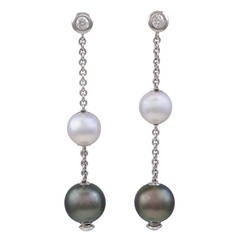 Mikimoto Pearl Diamond Gold Earrings