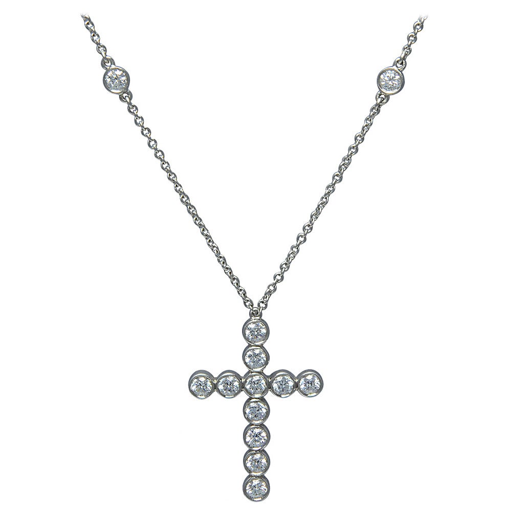 Tiffany & Co. Diamond Platinum Cross