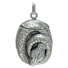 Coffre-fort ancien en argent sterling avec serpent assorti