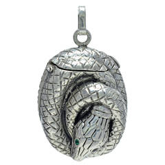 Antique Sterling Silver Snake Match Safe 12