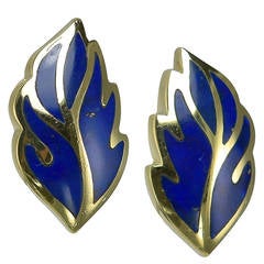 Tiffany & Co. Lapis Gold Ear Clips 5