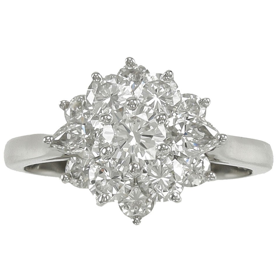 Tiffany & Co. Diamond Platinum Cluster Ring