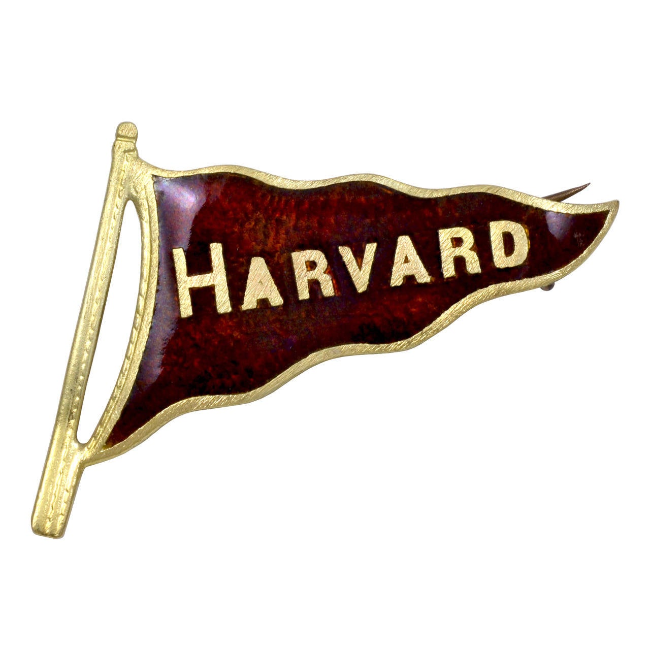 Harvard Enamel Gold Flag Pin
