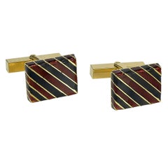 Tiffany & Co. Striped Enamel Gold Cufflinks