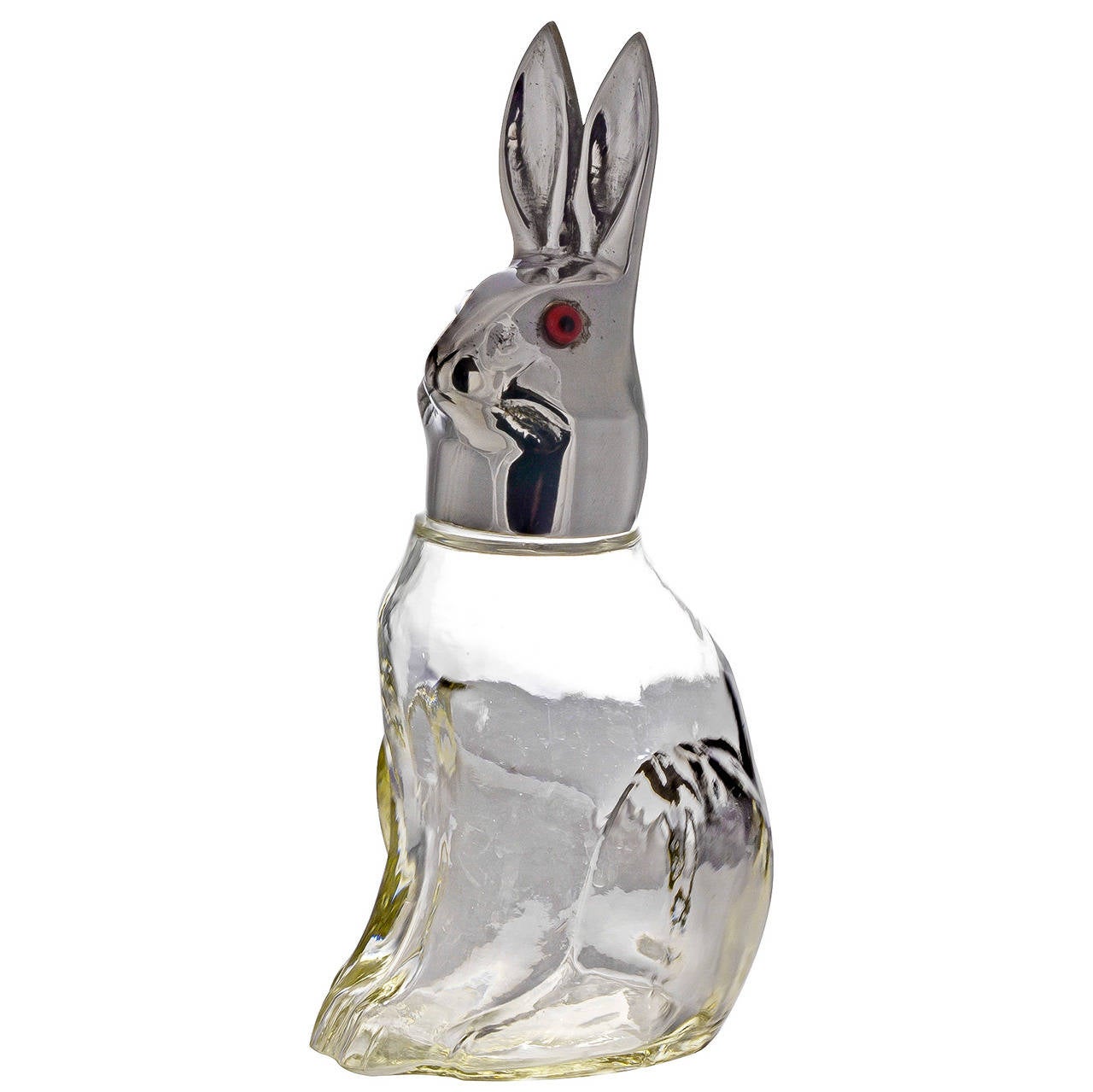 Antique Silver Glass Rabbit Decanter