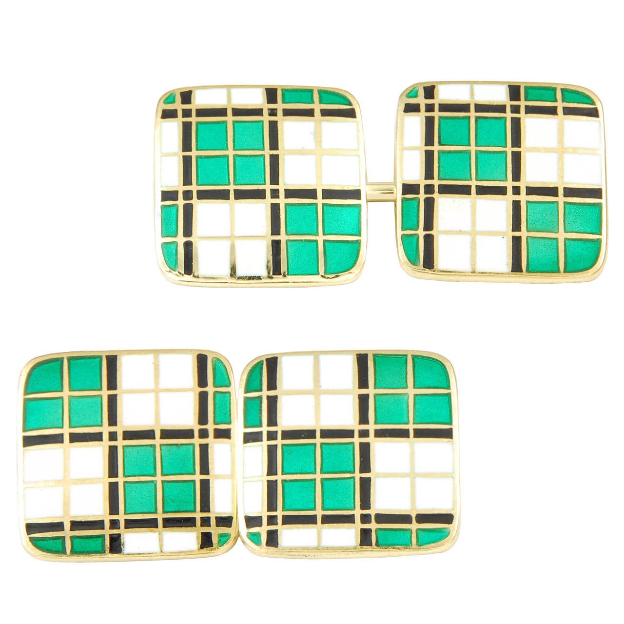 Art Deco Plaid Gold Cufflinks