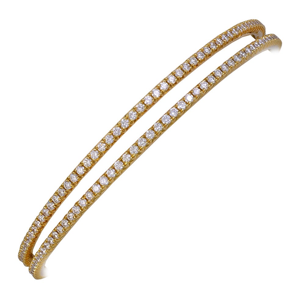 Tiffany & Co. Pair of Metro Diamond Gold Bracelets