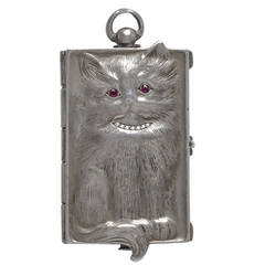 Antique Sterling Silver Cat Evening Case 11