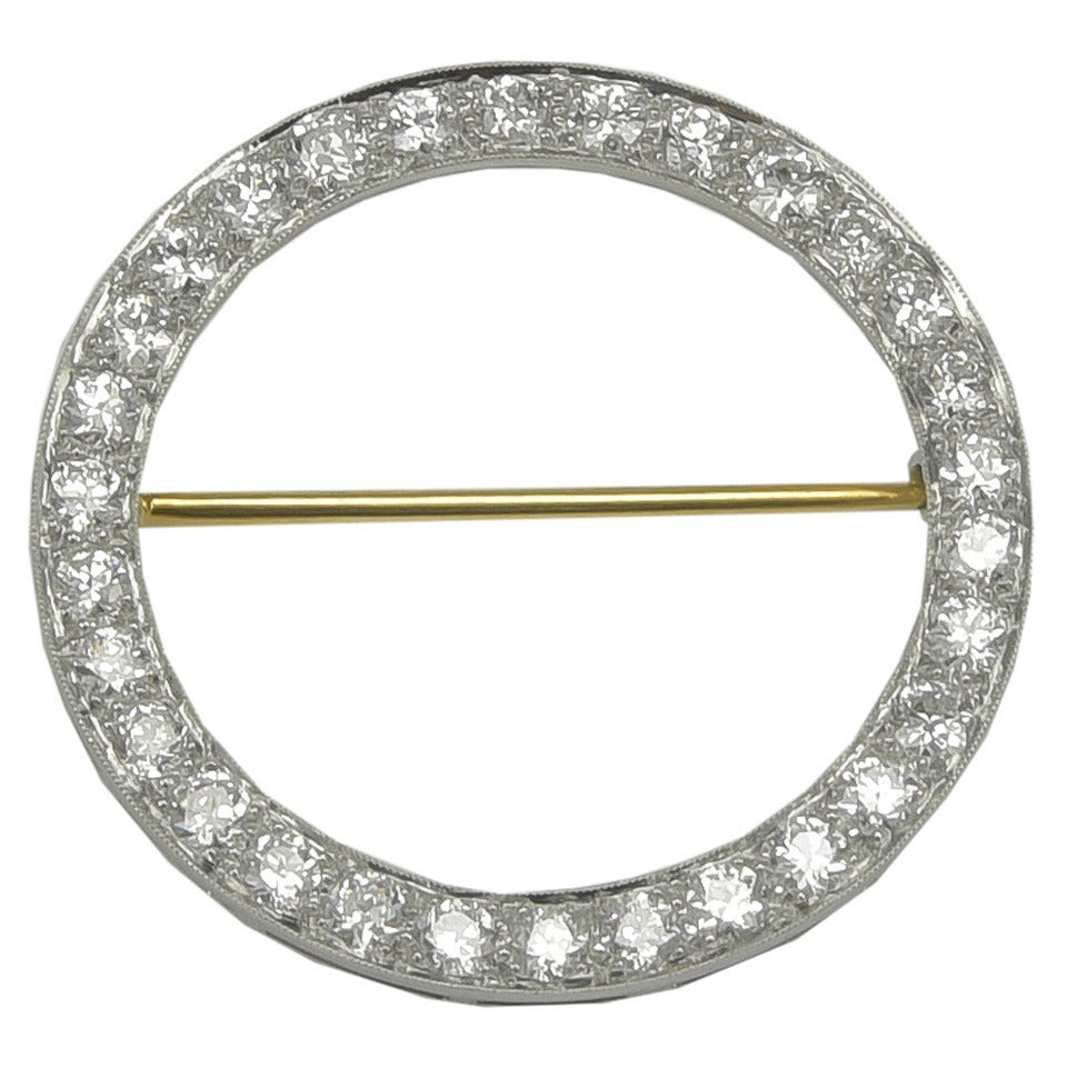 Tiffany & Co. Antique Diamond Platinum Circle Pin