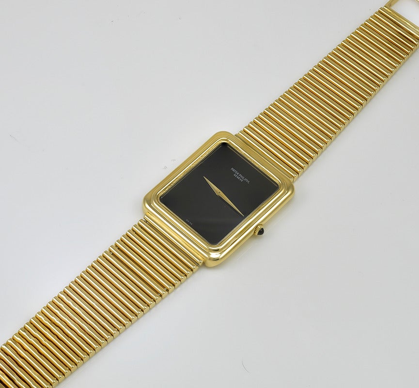 Patek Philippe Yellow Gold Black Dial Wristwatch Ref 3649J In Excellent Condition In New York, NY