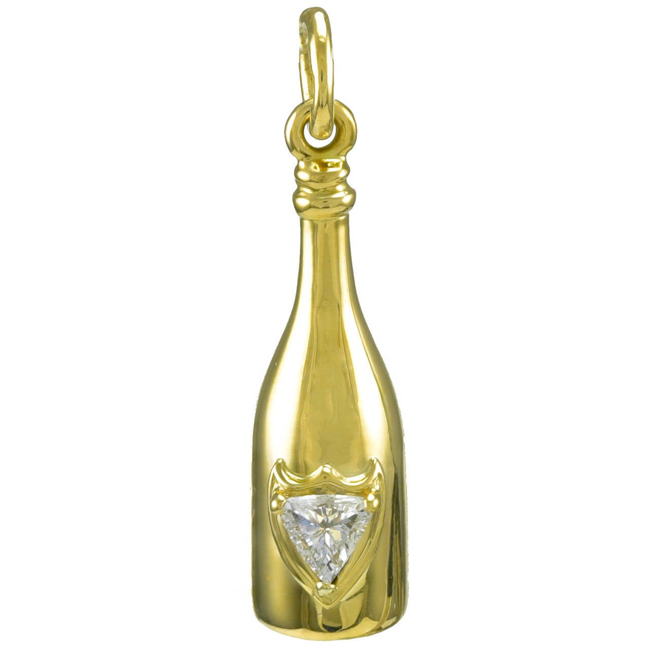 Diamond Gold Champagne Bottle Charm
