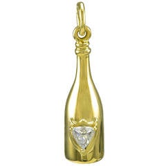 Diamond Gold Champagne Bottle Charm