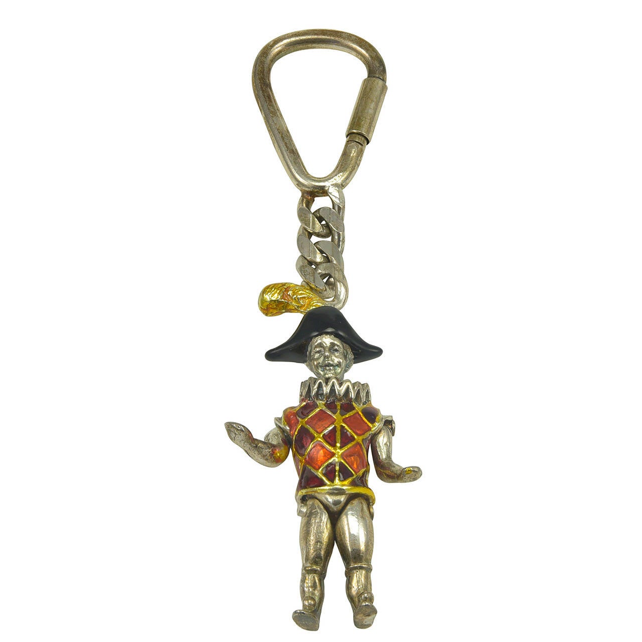 Tiffany & Co. Enamel Silver Harlequin Key Ring