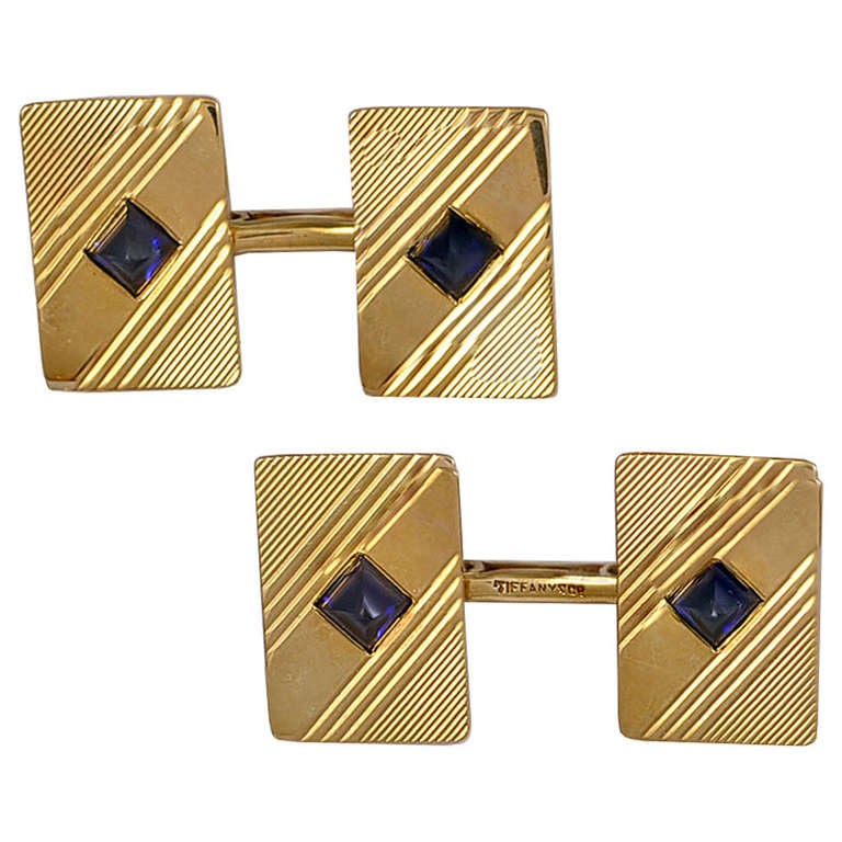 TIFFANY & CO. Cufflinks with Sapphires For Sale