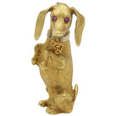 Ruby Gold Figural Dachshund Pin 10
